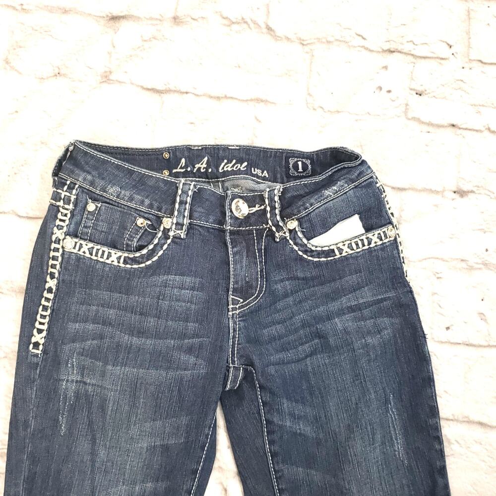 LA Idol Y2K style embellished Boot cut Jeans size 1/27 - Picture 4 of 8